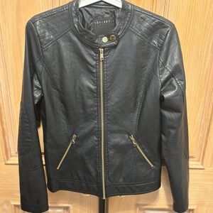 Therapy Faux Leather Jacket with Gold Accents